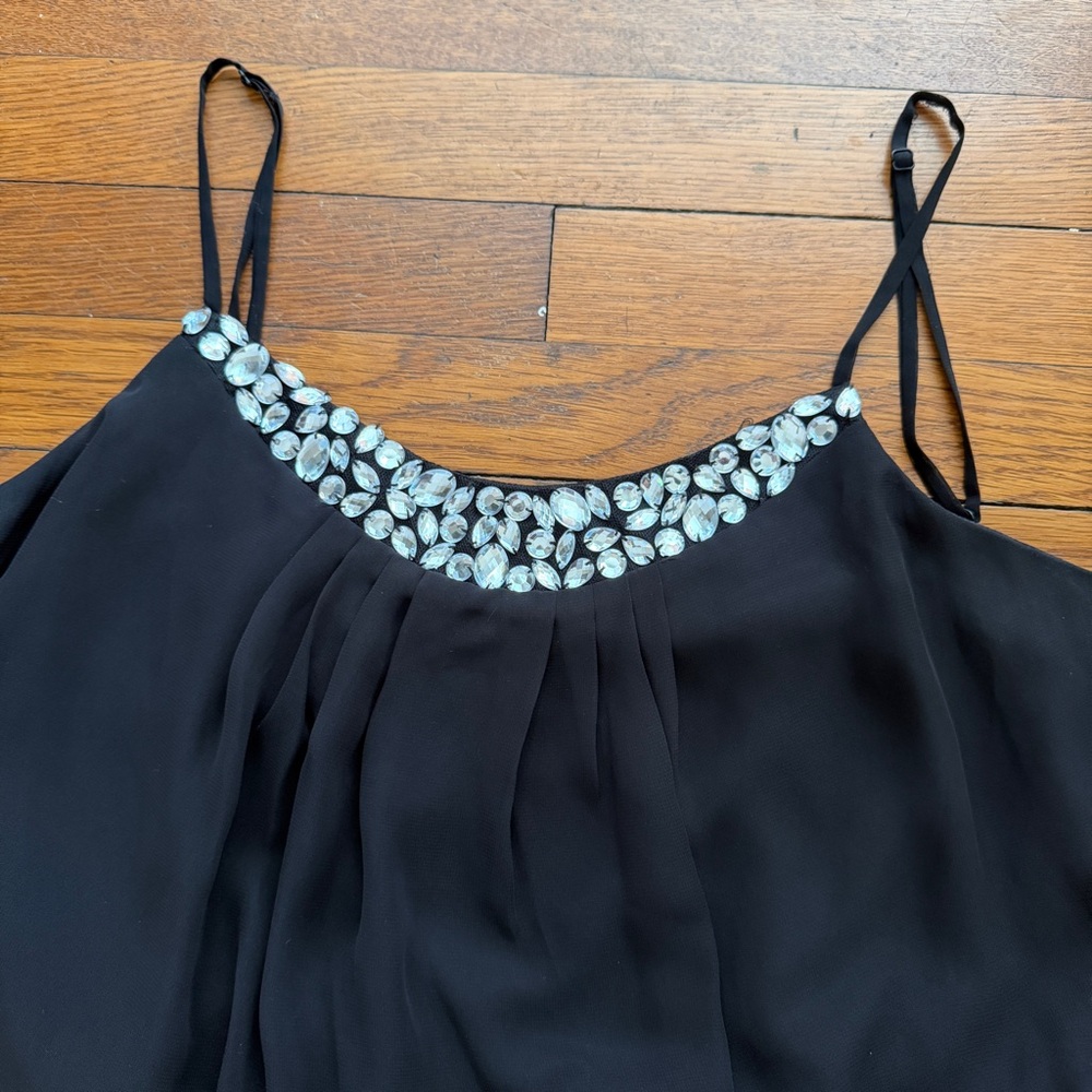Bisou Bisou Women’s Pleaded Black Beaded Strap Maxi Dress  Dress – Size 14 - Picture 4 of 10